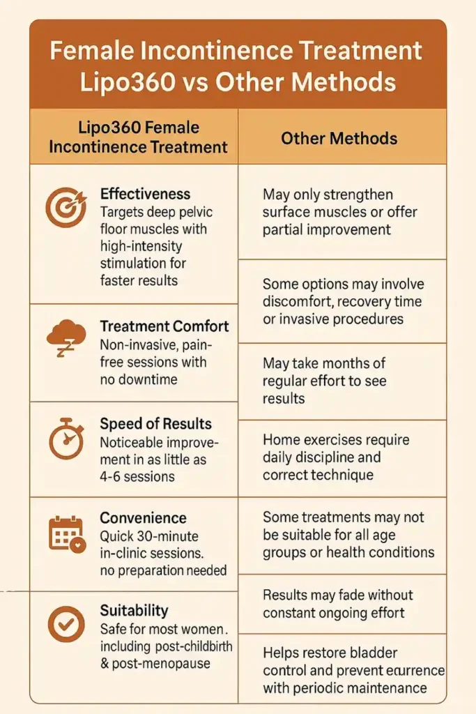 Comprehensive Guide To Female Incontinence Treatment Options 1 Table showing benefits of incontinence treatment Bracknell